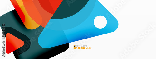 Primitive geometric shapes - line, triangle, square and circle composition. Vector geometric minimal abstract background for wallpaper, banner, background, landing page
