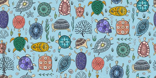 Turtles family. Tortoise background for your design