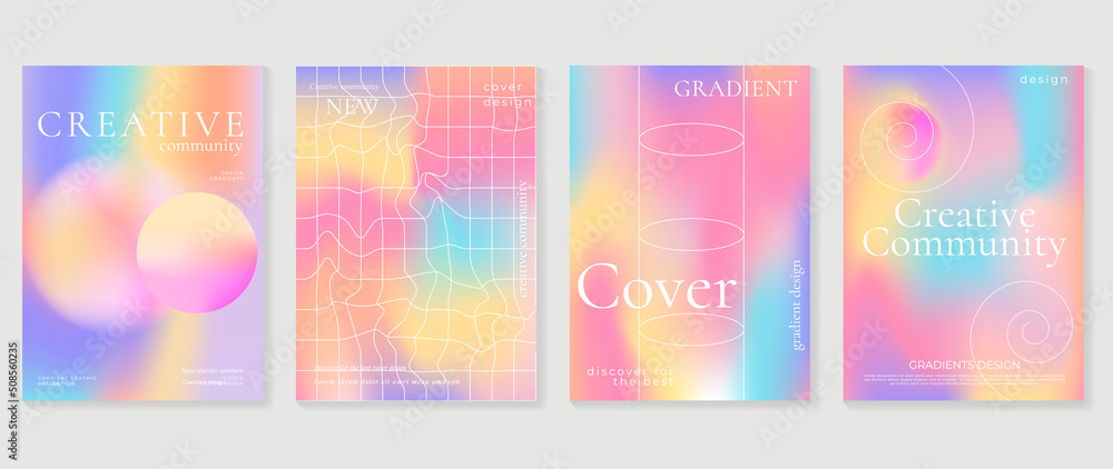 Fluid gradient background vector. Cute and minimal style posters with pastel colorful, geometric shapes and liquid color. Modern wallpaper design for social media, idol poster, banner, flyer.