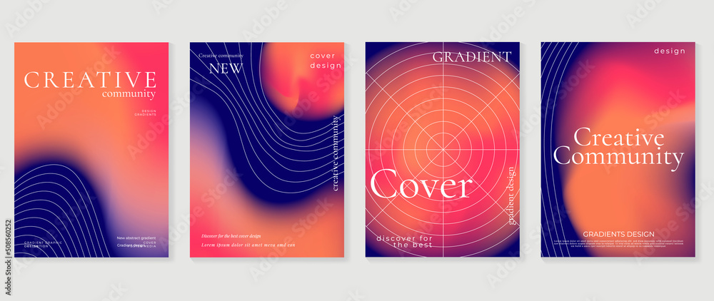 Fluid gradient background vector. Abstract and futuristic style posters with blue, orange color, wave lines and liquid color. Modern wallpaper design for social media, idol poster, banner, flyer. - obrazy, fototapety, plakaty 