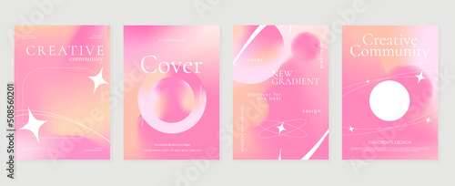 Fluid gradient background vector. Cute and minimal style posters with pink color, geometric shapes and liquid color. Modern wallpaper design for social media, idol poster, banner, flyer.