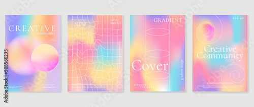 Fluid gradient background vector. Cute and minimal style posters with pastel colorful, geometric shapes and liquid color. Modern wallpaper design for social media, idol poster, banner, flyer.