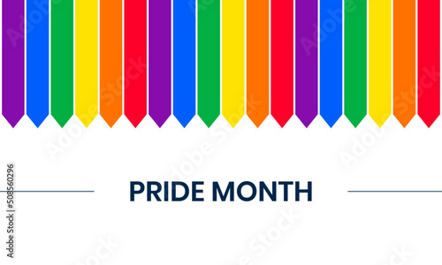 Striped rainbow colorful happy LGBT pride month theme background frame vector design template. 