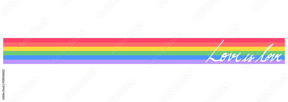 Love is love on rainbow flag. vector illustration on white background. Love is love on rainbow flag. vector illustration on white background.