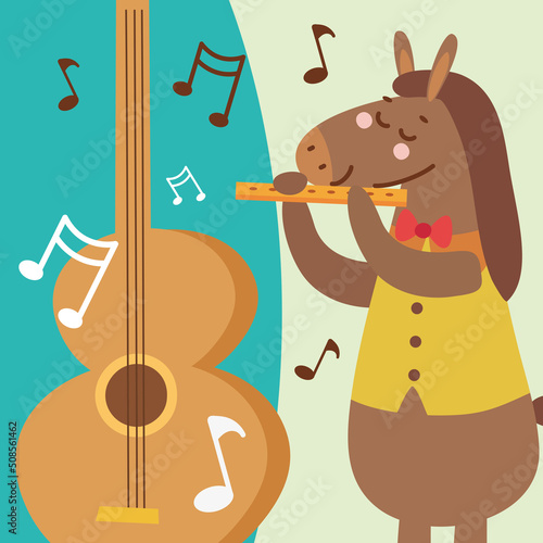 horse playing flute and guitar © Gstudio