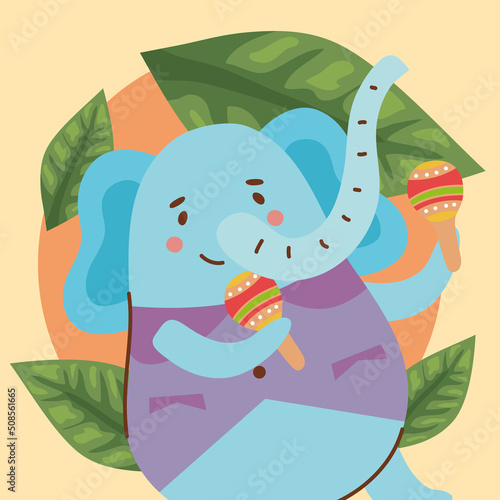 elephant playing maracas