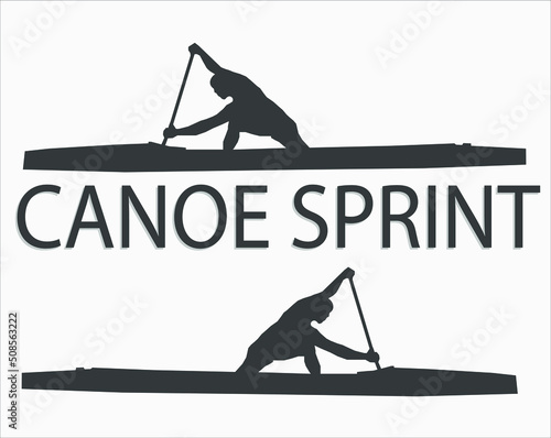 canoe sprint. canoe athlete logo with the inscription canoe sprint. silhouette of an athlete rowing a canoe.