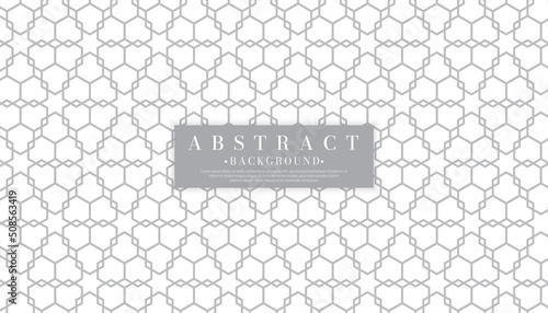 Geometric Muslim ornament white backdrop. Arabic pattern seamless background. Vector illustration of Islamic texture.