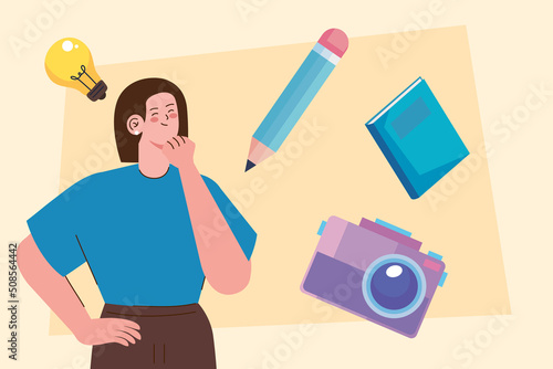 designer woman and supplies