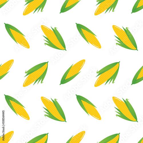 Fresh corn vector seamless pattern background for food and harvest design.

