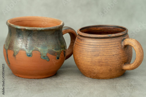 Ceramics, a ceramic product made with hands, made on a potter's wheel, a jug, a mug, clay.
