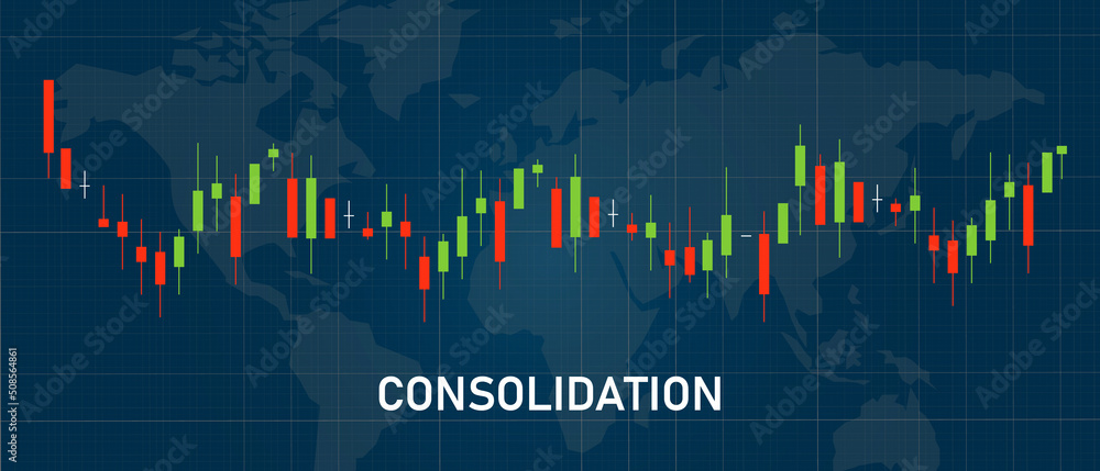 Fototapeta premium consolidation candle stick pattern in stock market exchange indicator of resistance technical analysis