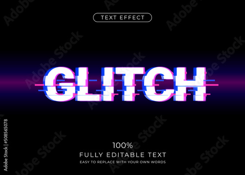 Glitch text effect. Editable font style