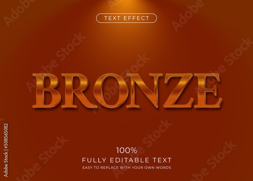 Bronze text effect. Editable font style.