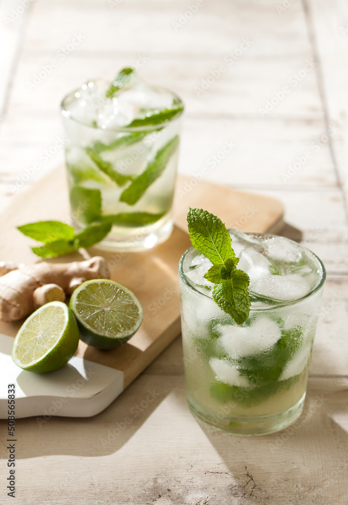 Fresh Ginger Ale Mocktail or Mojito Cocktail Fresh Ginger Ale Mocktail or Mojito Cocktail