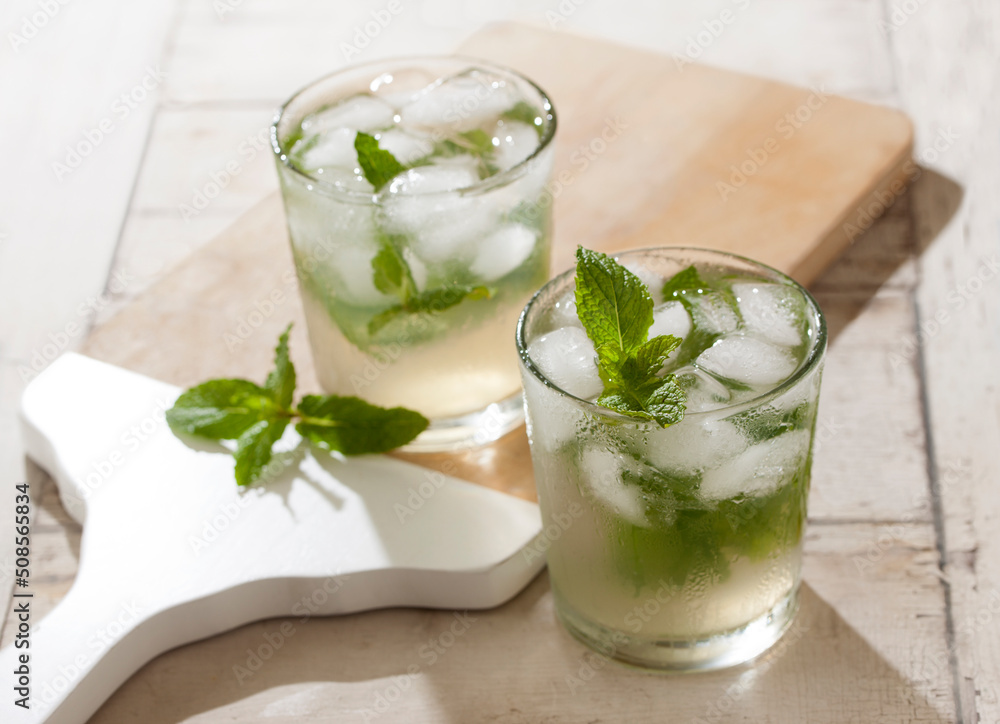 Fresh Ginger Ale Mocktail or Mojito Cocktail Fresh Ginger Ale Mocktail or Mojito Cocktail