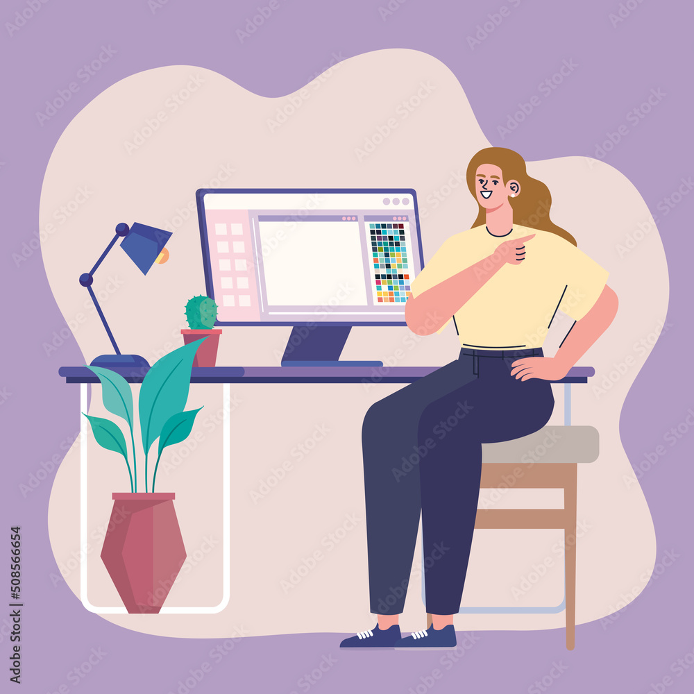 designer girl using computer designer girl using computer