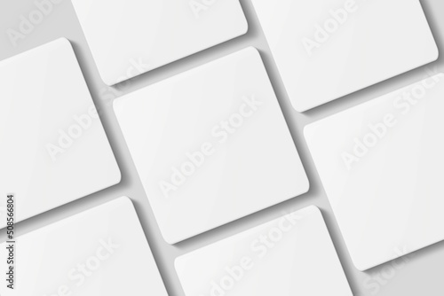 Blank square business card for mockup. 3D Render.
