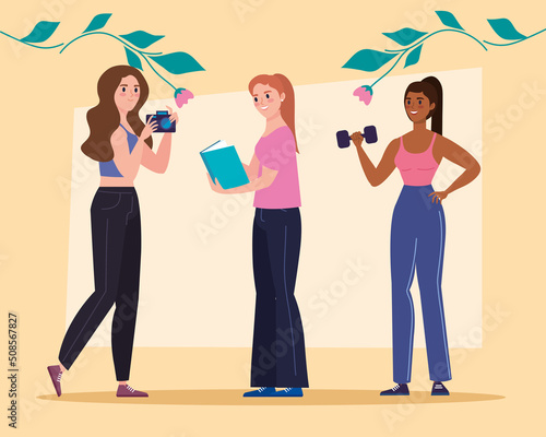 interracial girls practicing activities