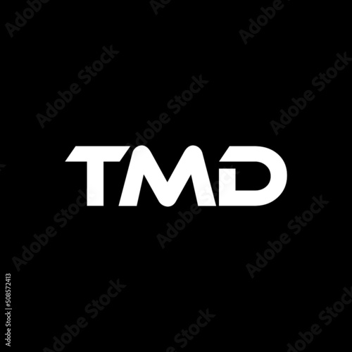 TMD letter logo design with black background in illustrator, vector logo modern alphabet font overlap style. calligraphy designs for logo, Poster, Invitation, etc.