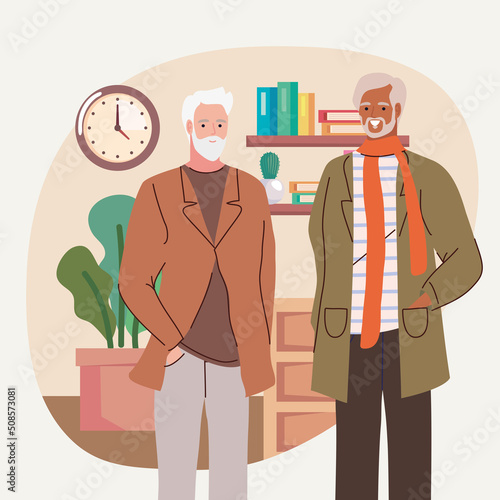 old men standing modeling