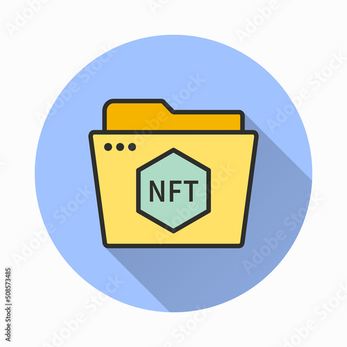 NFT icon with long shadow for graphic and web design.