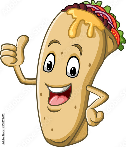 Cartoon burrito or kebab mascot design