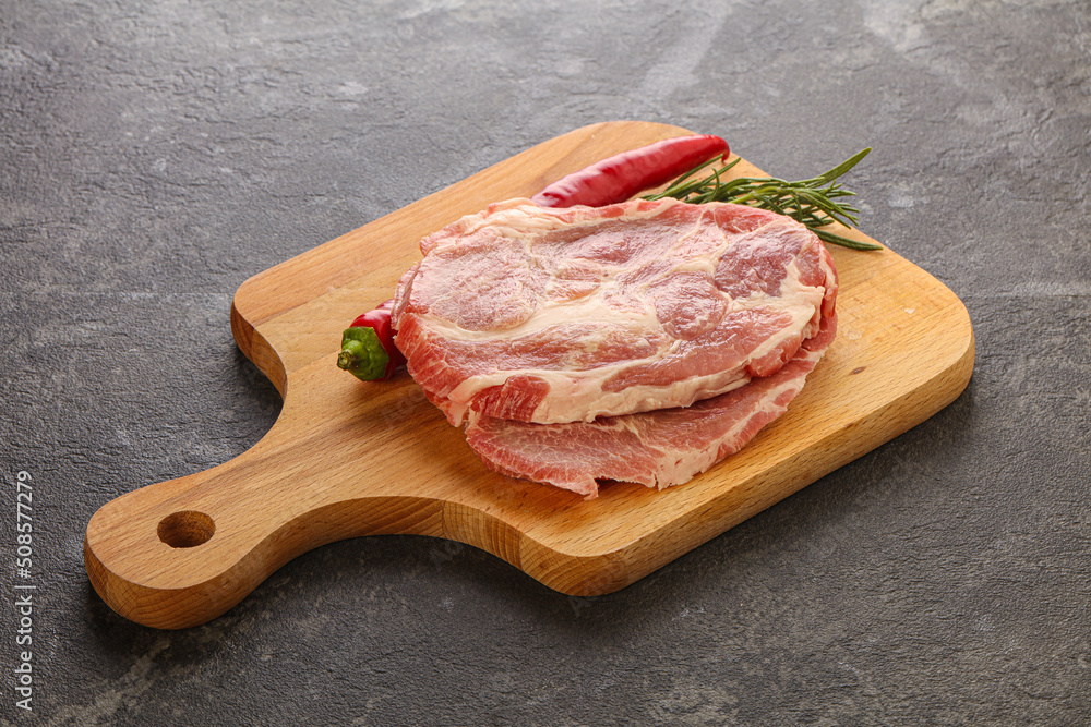 Raw pork meat neck steak