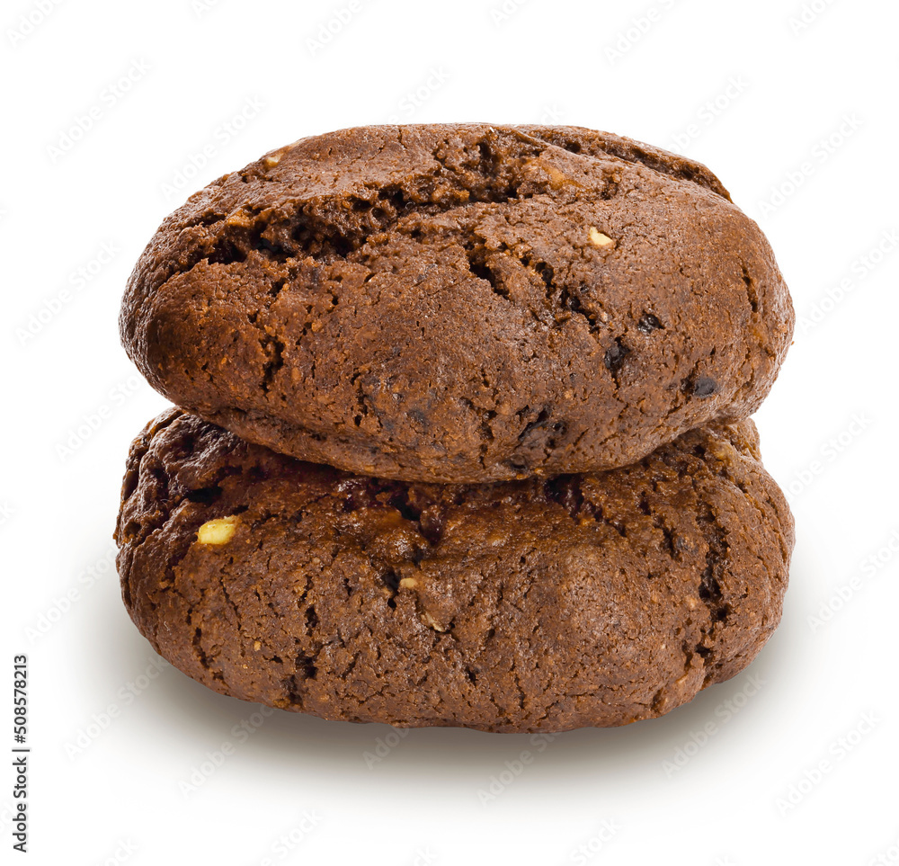 chocolate cookies isolated on white background with full depth of field chocolate cookies isolated on white background with full depth of field