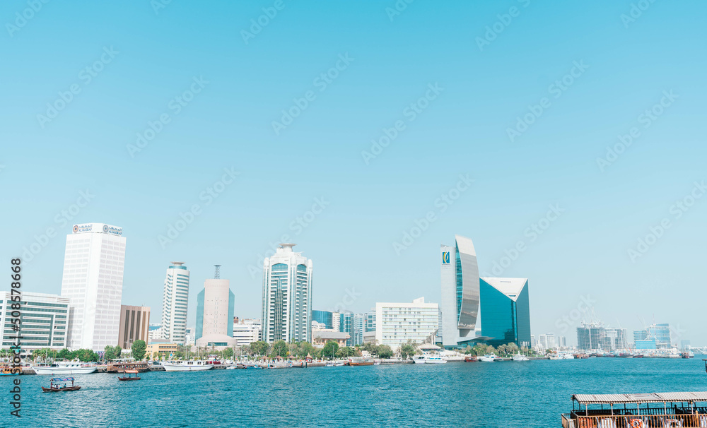 Middle eastern streets and buildings next to the river Middle eastern streets and buildings next to the river