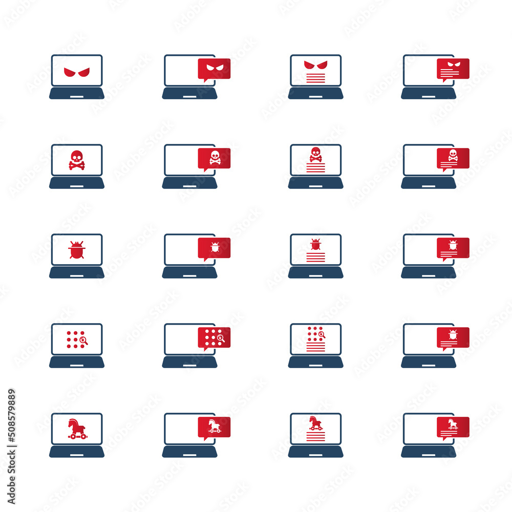 Malware content icon set. Alert notification on laptop computer , malware concept, spam data, online scam, virus , vector illustration. Malware content icon set. Alert notification on laptop computer , malware concept, spam data, online scam, virus , vector illustration.