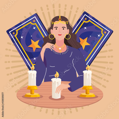 fortune teller with candles