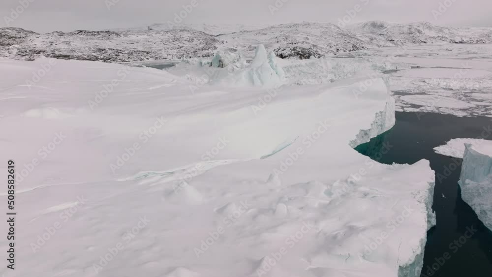 Drone Over Sea And Ice Of Ilulissat Icefjord Drone Over Sea And Ice Of Ilulissat Icefjord