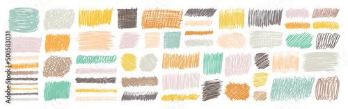 Grunge pencil sketches set. Grunge pen scribbles collection. Charcoal pencil hatches. Doodle scribbles set. Grungy textures and strokes.