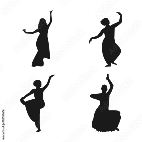 Indian dancer, silhouette template design vector icon illustration