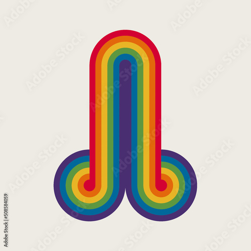 Decorative penis icon in rainbow stripes