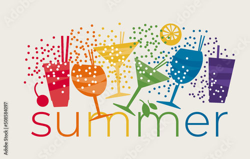 Rainbow colors tropical cocktails vector for print