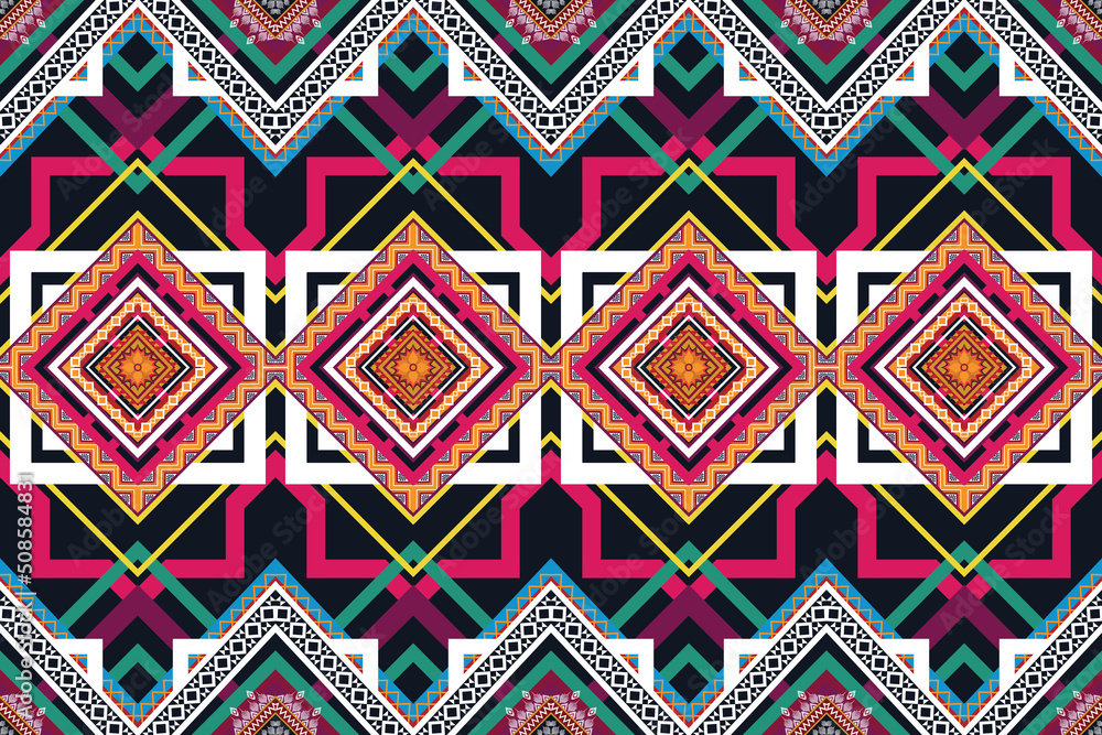 Geometric ethnic flower pattern for background,fabric,wrapping,clothing,wallpaper,Batik,carpet,embroidery style. Geometric ethnic flower pattern for background,fabric,wrapping,clothing,wallpaper,Batik,carpet,embroidery style.