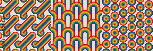 Bundle of seamless patterns in pride rainbow colors