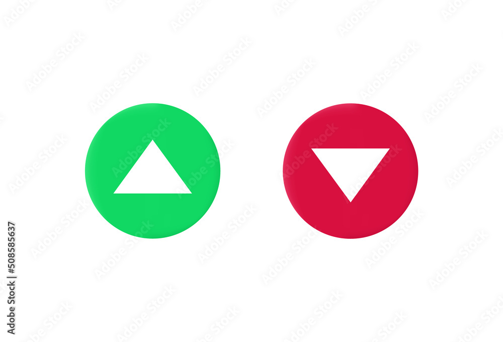 Up and down buttons. Red arrow and green indicating direction Up and down buttons. Red arrow and green indicating direction