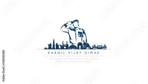 Kargil Vijay-illustration of abstract concept for Kargil Vijay Diwas, banner or poster.26 JULY