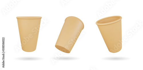 Realistic 3d disposal cup vector object illustration