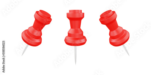 Realistic 3d push pin vector object illustration