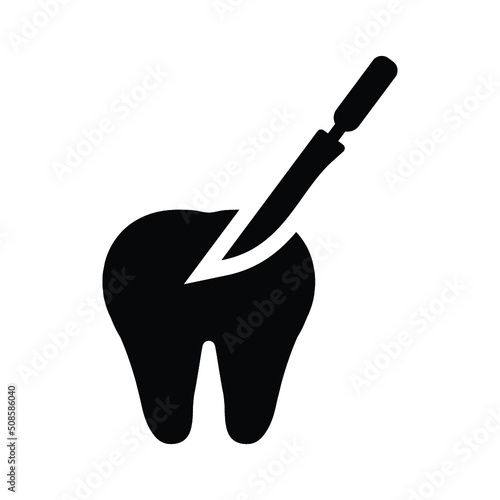 Stomatology, dental surgery icon. Black vector graphics.