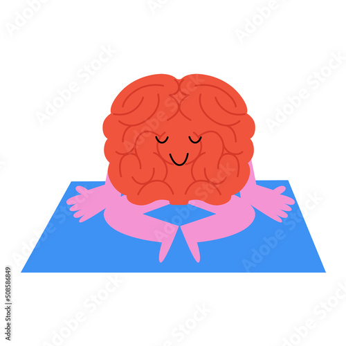 Vector illustration of the brain during meditation.