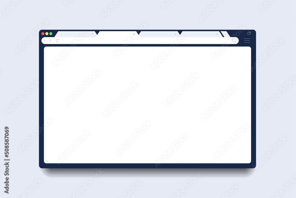Web browser mockup modern design. Computer web page in dark color on a light background. Internet browser template. Vector illustration. Web browser mockup modern design. Computer web page in dark color on a light background. Internet browser template. Vector illustration.