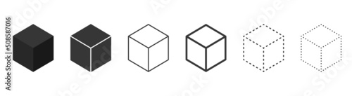Set of cube isolated icons. Set of 3d cube symbols on white background for web and app design. Vector illustration. photo