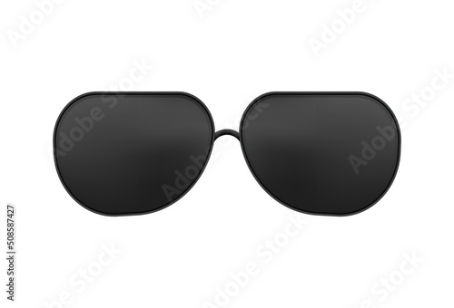 Black sunglasses. Fashionable accessory with geometrically curved lenses