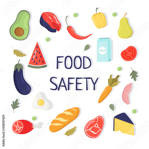 The concept of a flat vector illustration of healthy food safety for a banner, website, landing page template, advertisement and leaflet