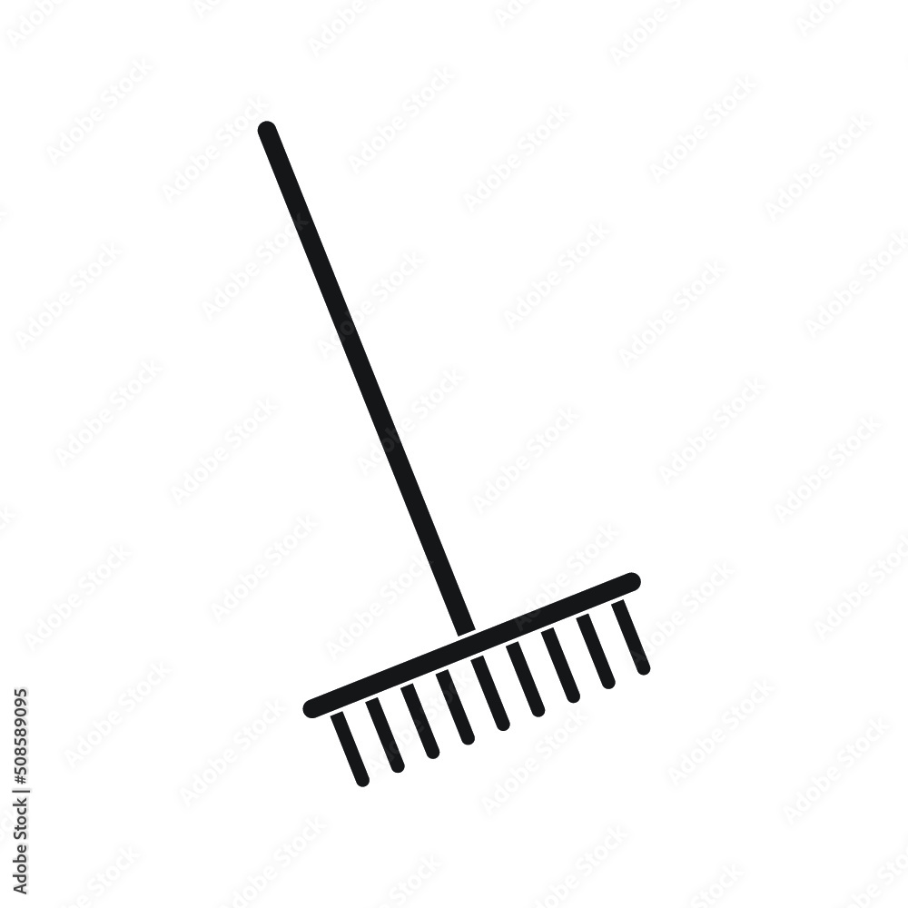 Isolated Rake Outline Symbol On Clean Background.Harrow Element In Trendy Style Isolated Rake Outline Symbol On Clean Background.Harrow Element In Trendy Style